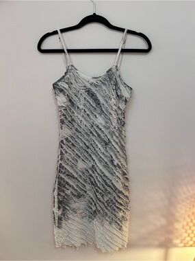 White, Grey + Baby Pink Textured Slip Mini Dress